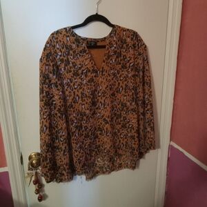 Women's Plus Size Leopard Print Blouse